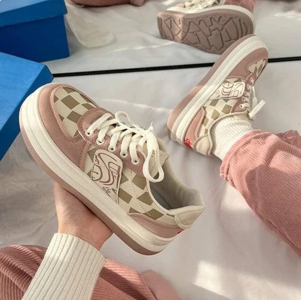 Rosy Plaid Sneakers — view 3 Rosy Plaid Sneakers — view 3