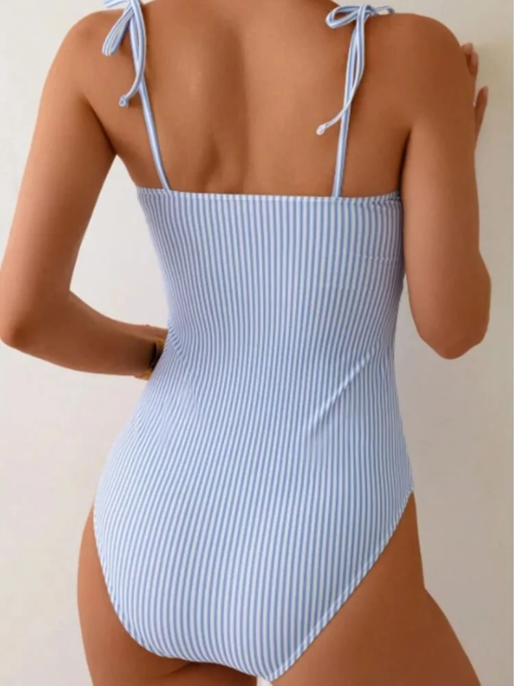 Striped One Piece Swimsuit — view 2 Striped One Piece Swimsuit — view 2