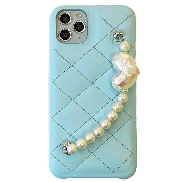Baby Blue Pearl Chain iPhone Case — view 1 Baby Blue Pearl Chain iPhone Case — view 1
