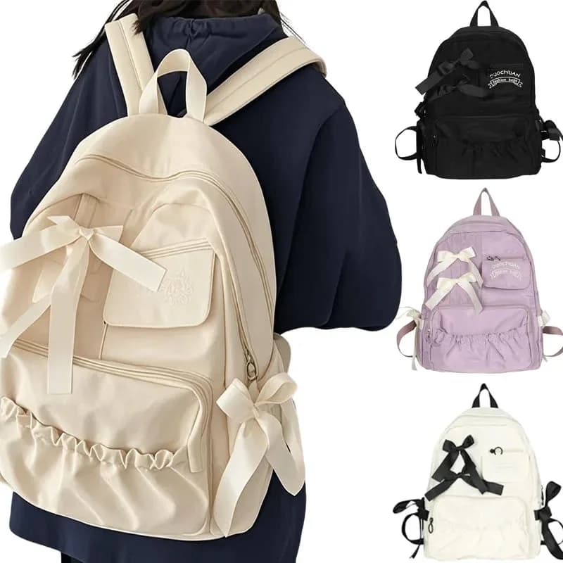 Cute Girl Pretty Bow Backpack — view 1 Cute Girl Pretty Bow Backpack — view 1