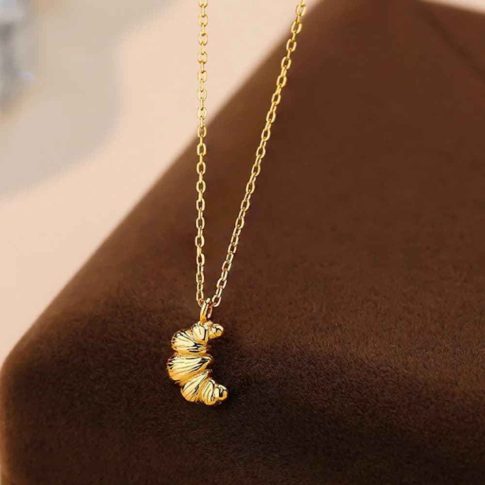 French Girl Croissant Necklace — view 2 French Girl Croissant Necklace — view 2