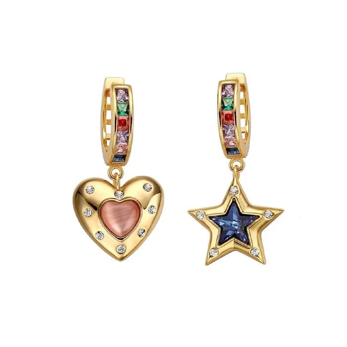 Star & Heart Rhinestone Earrings — view 1 Star & Heart Rhinestone Earrings — view 1