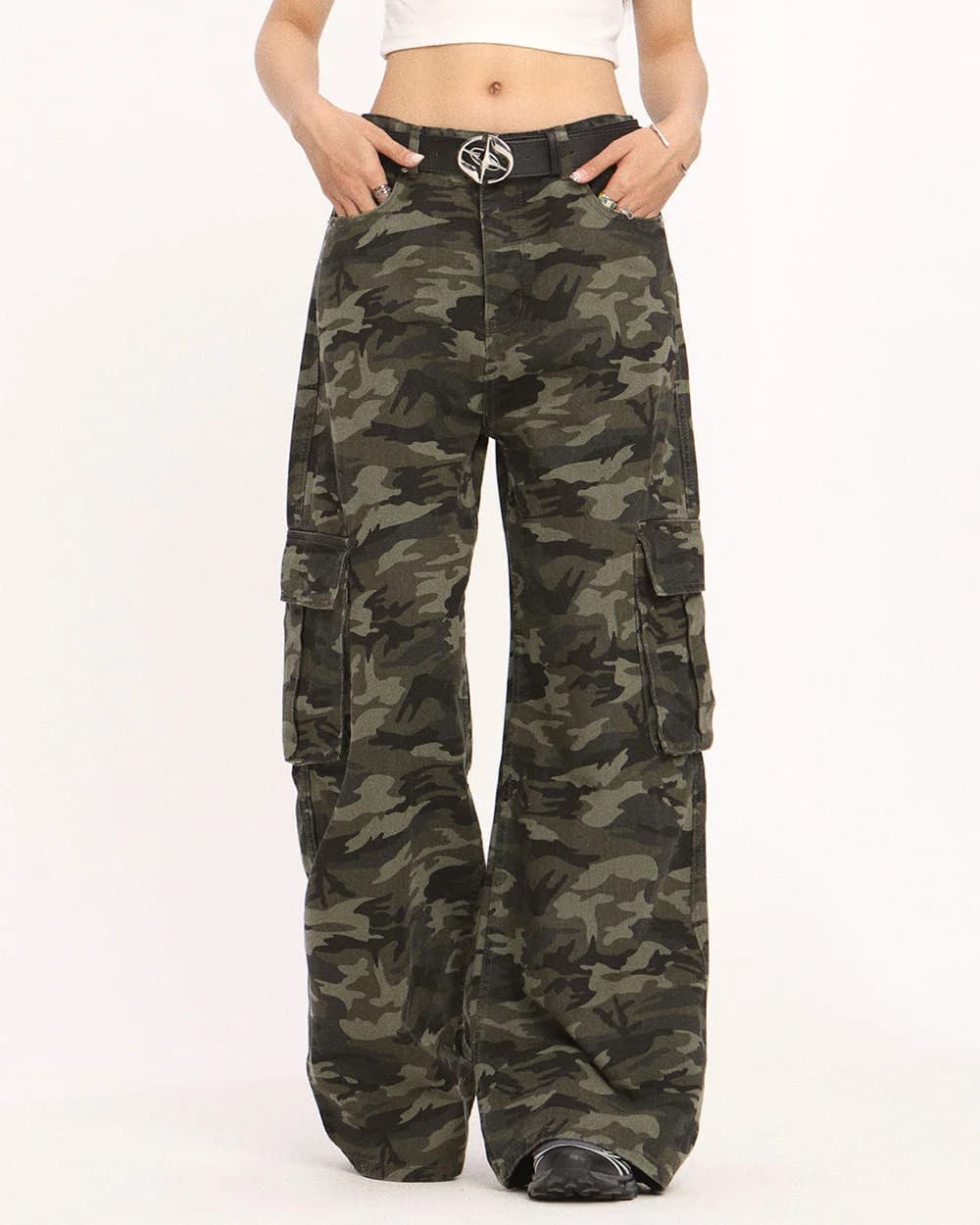 Camo Wide-Leg Cargo Pants — view 2 Camo Wide-Leg Cargo Pants — view 2