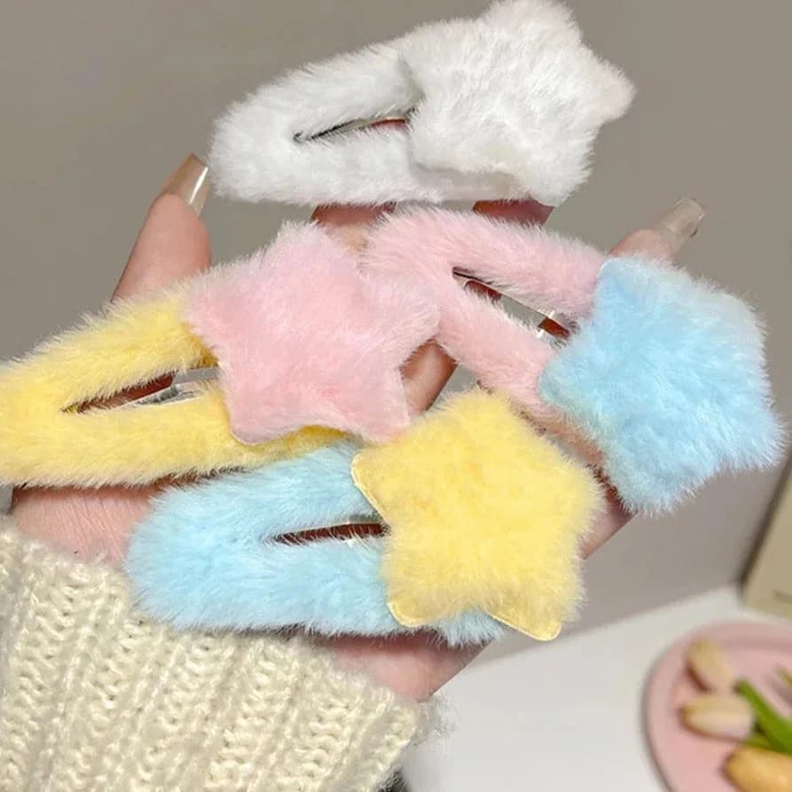 Plush Star Pastel Hair Clips — view 1 Plush Star Pastel Hair Clips — view 1