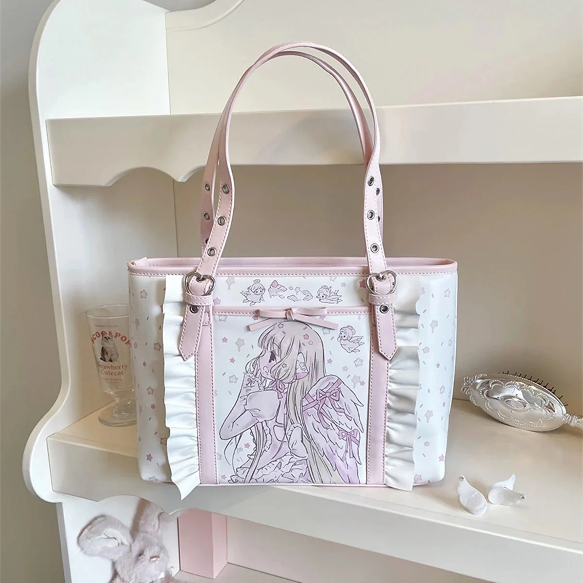 Pink Angel Ruffle Tote Bag — view 3 Pink Angel Ruffle Tote Bag — view 3