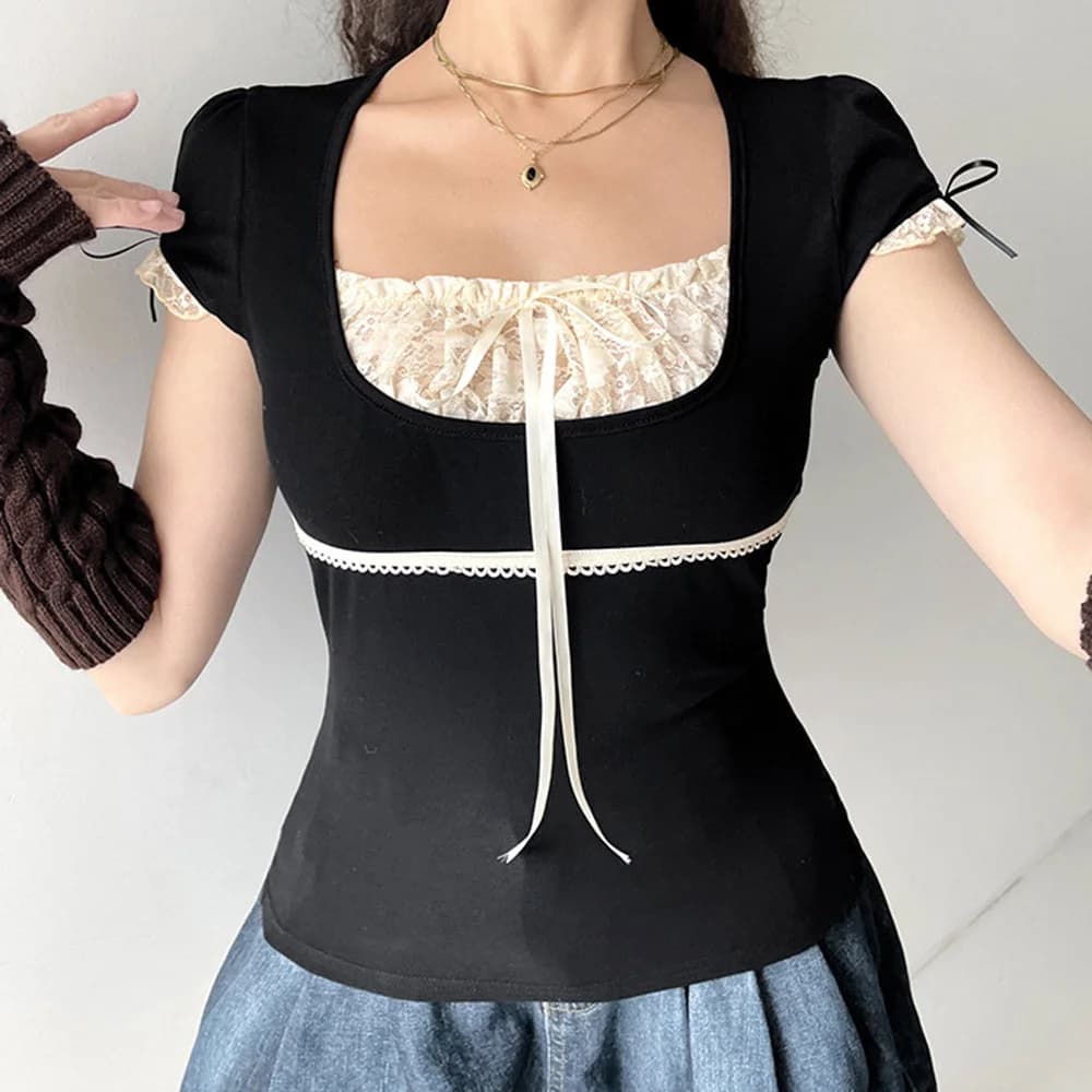 Coquette Aesthetic Ruched Top — view 2 Coquette Aesthetic Ruched Top — view 2