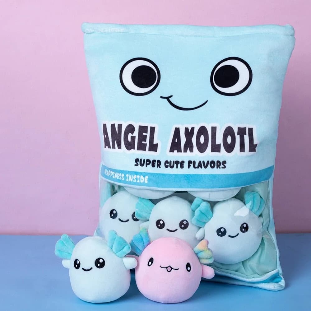 Pink and Blue Axolotl Plushie Candy Bag — option view 2 Pink and Blue Axolotl Plushie Candy Bag — option view 2