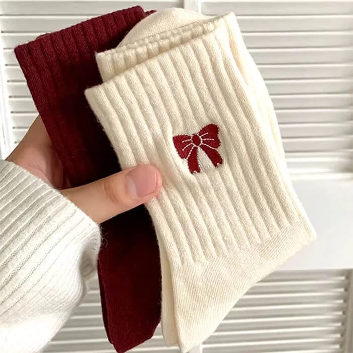 Coquette Bow Embroidery Socks — view 2 Coquette Bow Embroidery Socks — view 2
