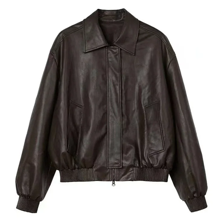Grunge Sleaze Leather Bomber Jacket — view 1 Grunge Sleaze Leather Bomber Jacket — view 1