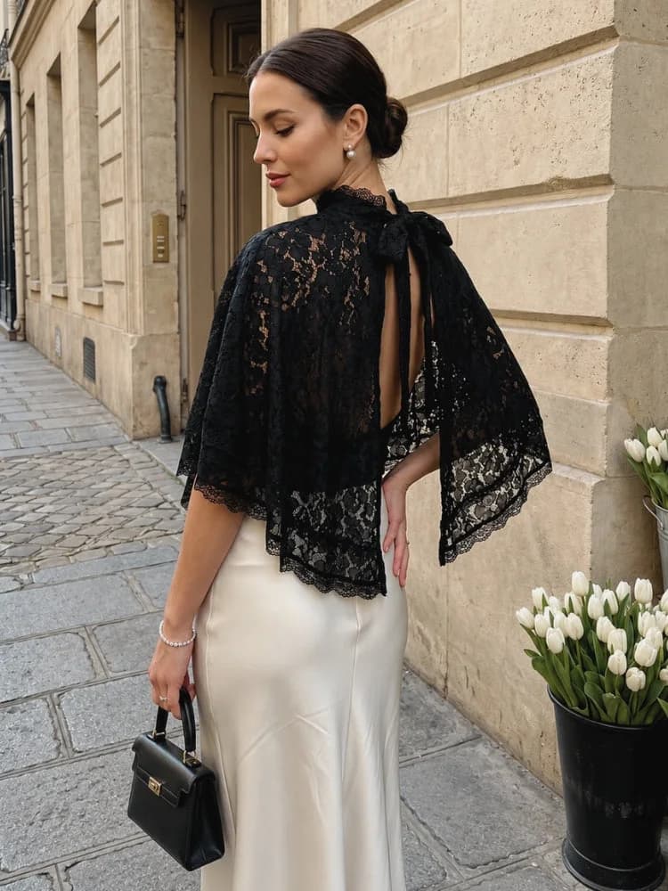 Lace Cape Blouse — view 2 Lace Cape Blouse — view 2