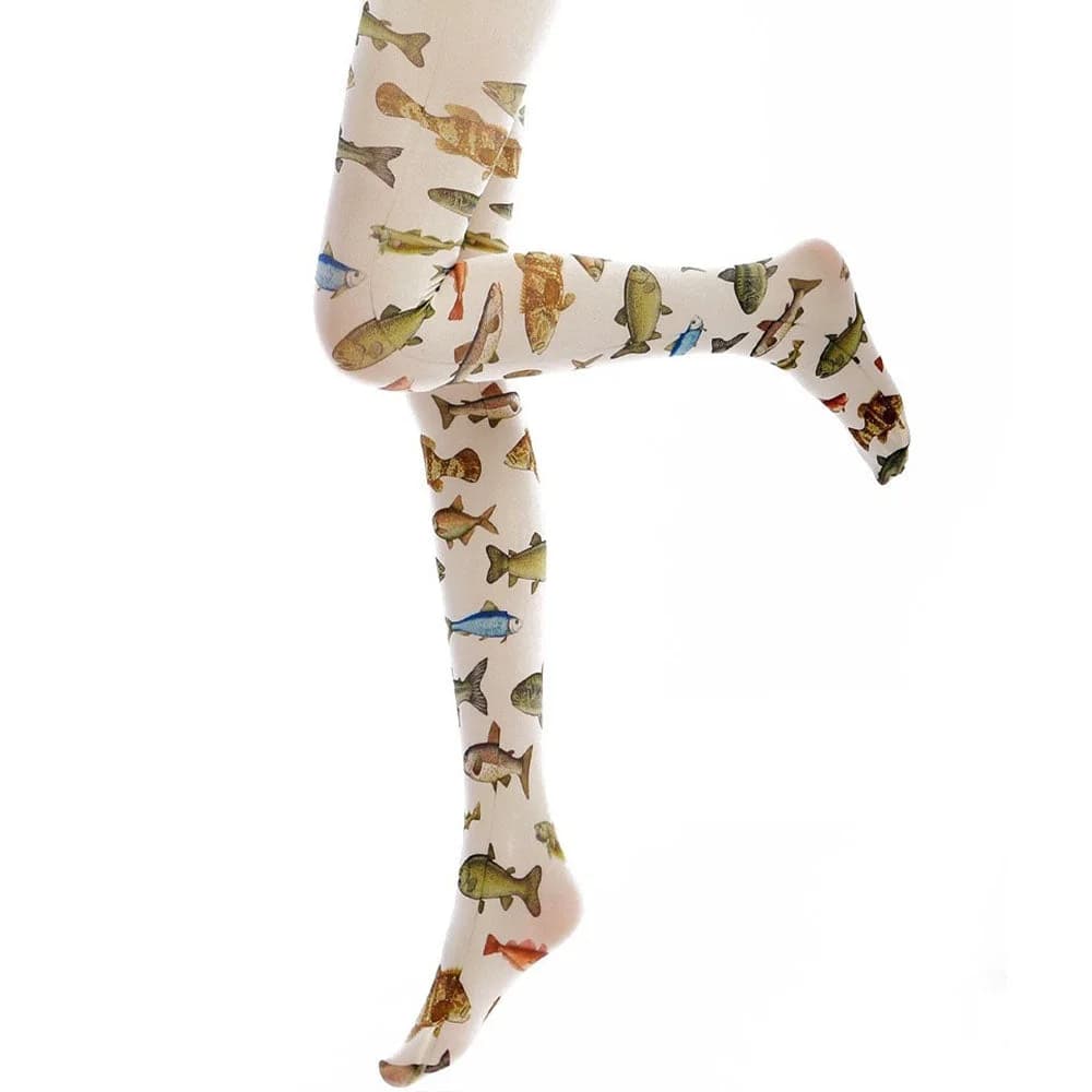 Fish Print Tights — view 2 Fish Print Tights — view 2