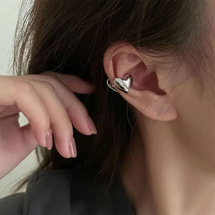 Minimalist Heart Ear Cuff — view 2 Minimalist Heart Ear Cuff — view 2