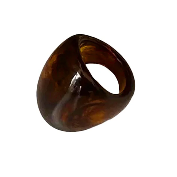 Brown Chunky Resin Ring — view 2 Brown Chunky Resin Ring — view 2