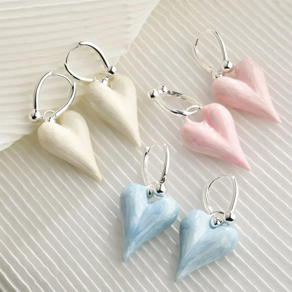 Pastel Heart Pendant Earrings — view 2 Pastel Heart Pendant Earrings — view 2