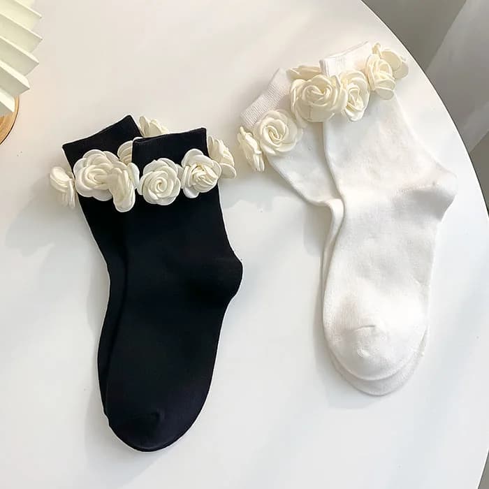Roses Ribbed Socks — view 2 Roses Ribbed Socks — view 2