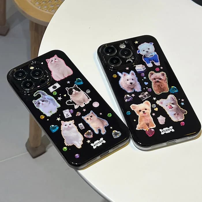 Cats Rhinestone iPhone Case — view 2 Cats Rhinestone iPhone Case — view 2