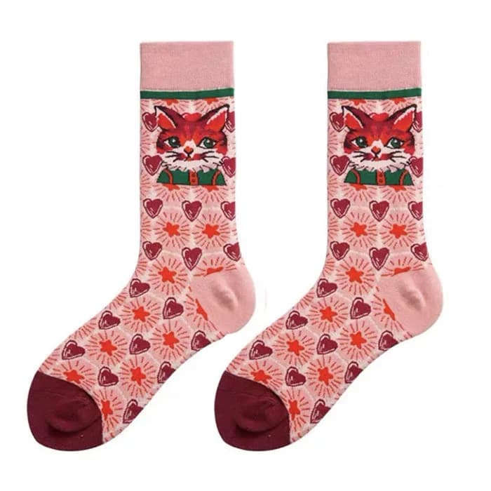 Preppy Cat Print Socks — view 2 Preppy Cat Print Socks — view 2