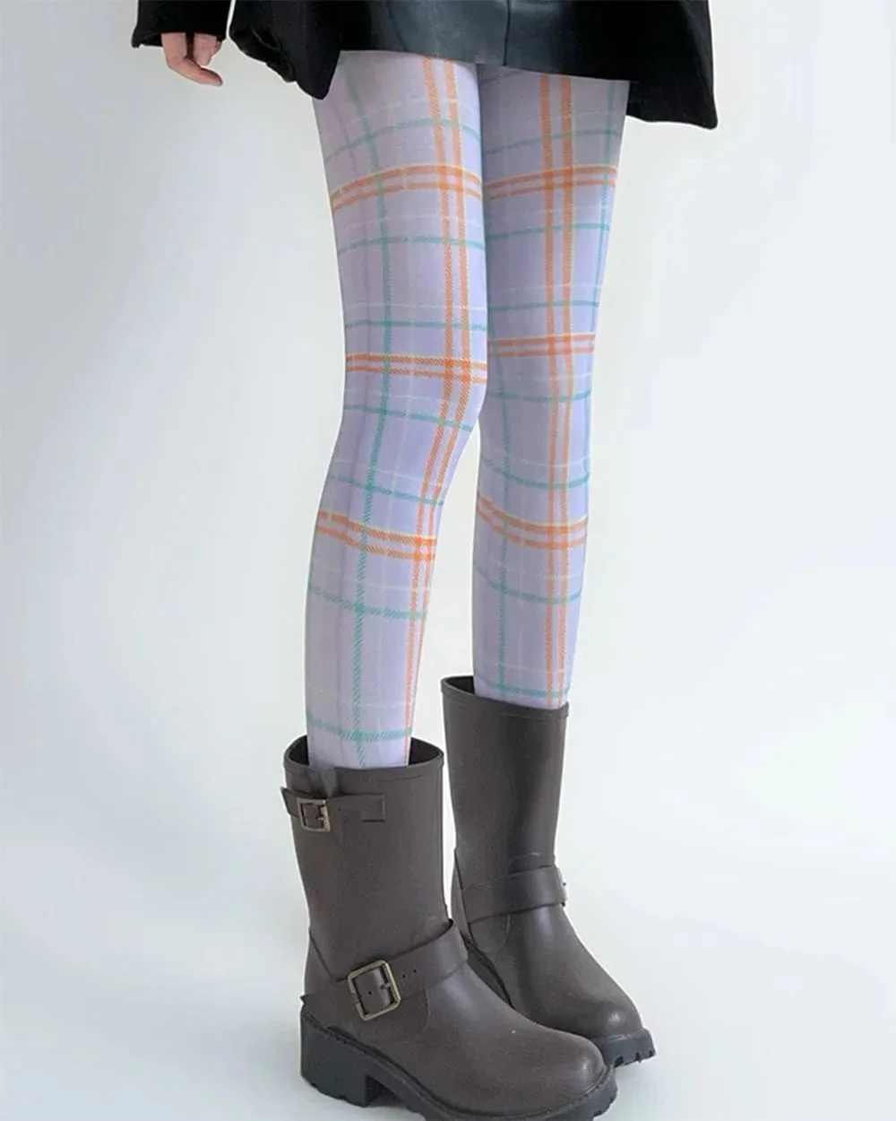 Purple Check Pattern Tights — view 2 Purple Check Pattern Tights — view 2