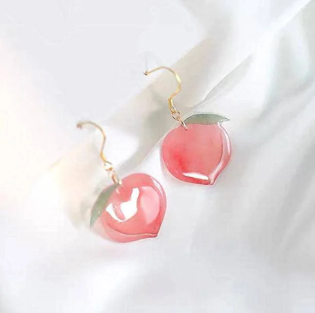 Dangle Drop Peach Earrings — view 2 Dangle Drop Peach Earrings — view 2
