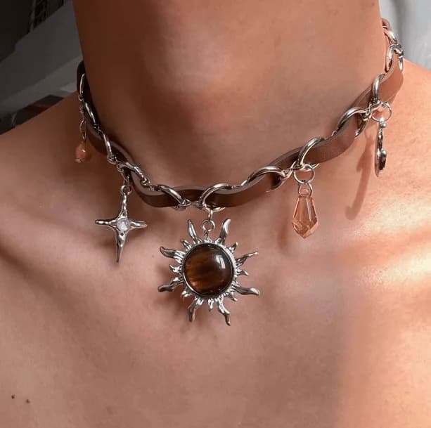 Vintage Sun Choker Necklace — view 2 Vintage Sun Choker Necklace — view 2