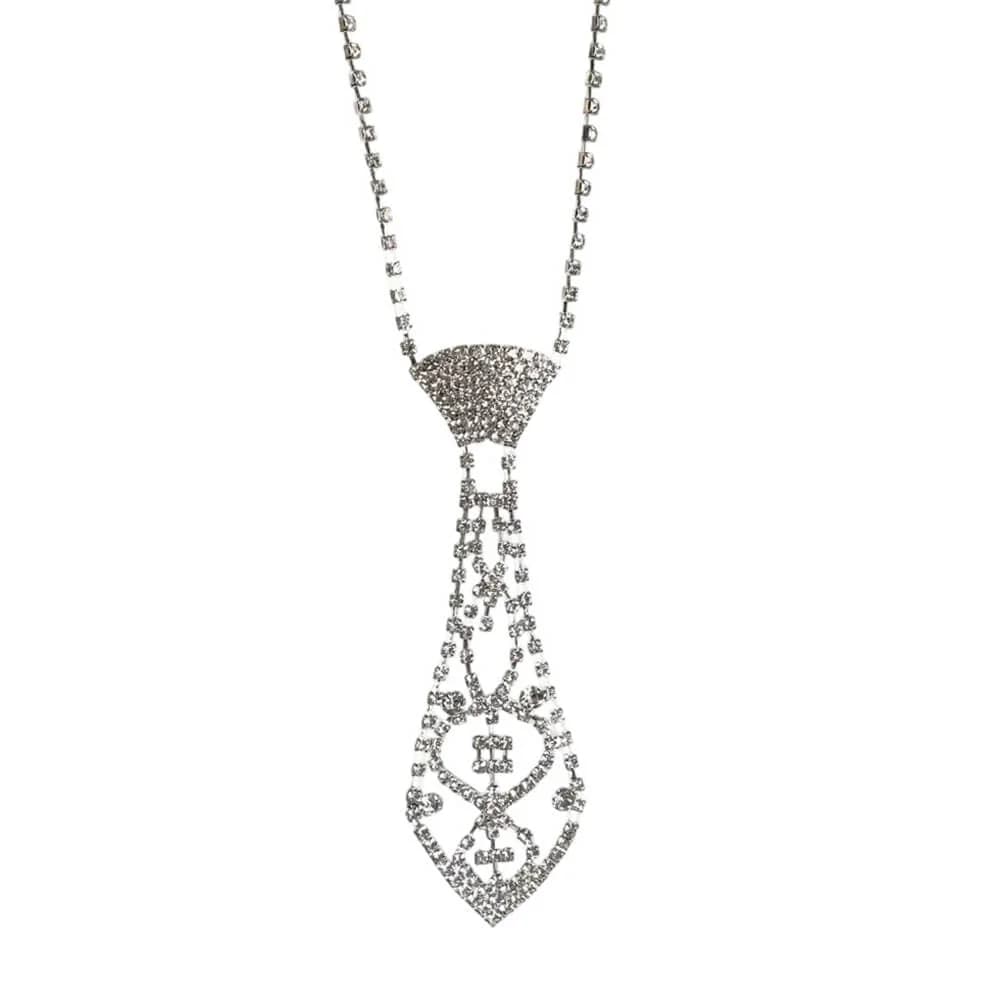 Rhinestone Tie Shaped Necklace — view 1 Rhinestone Tie Shaped Necklace — view 1