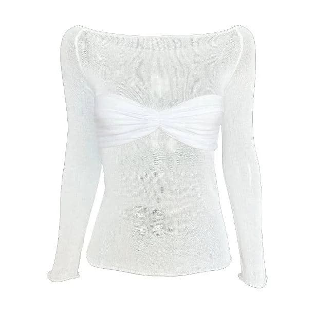 Off-Shoulder Mesh Top — view 2 Off-Shoulder Mesh Top — view 2
