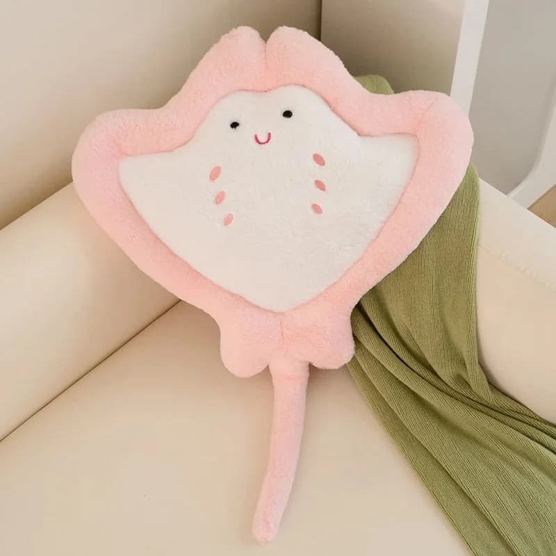 Pastel Smiling Manta Ray Plush Pillow — view 2 Pastel Smiling Manta Ray Plush Pillow — view 2