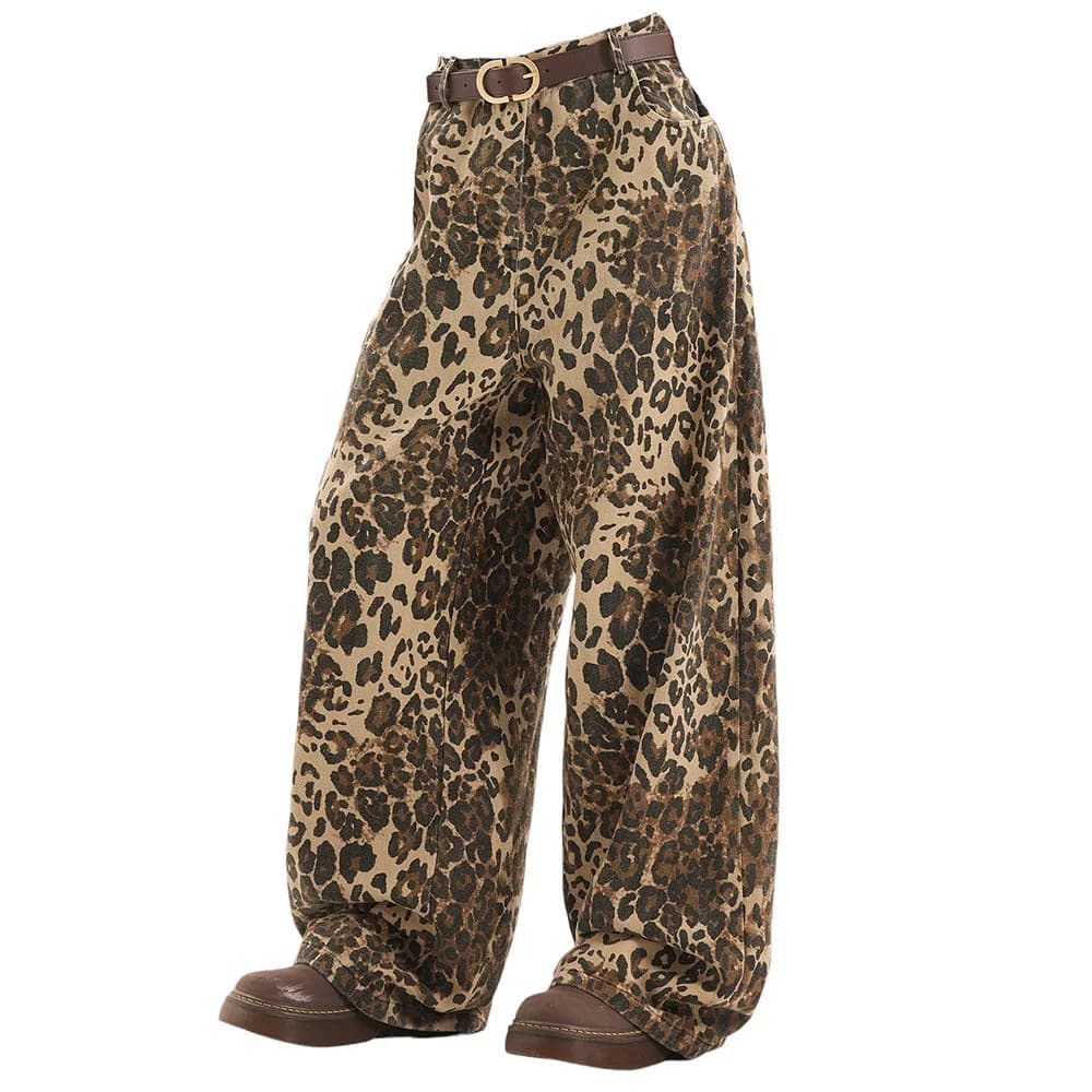 Animal Instincts Leopard Print Wide-Leg Pants — view 1 Animal Instincts Leopard Print Wide-Leg Pants — view 1