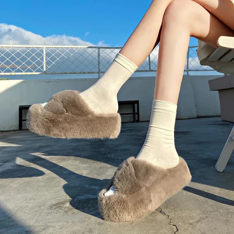 Chunky Fuzzy Sandal Slippers — view 2 Chunky Fuzzy Sandal Slippers — view 2