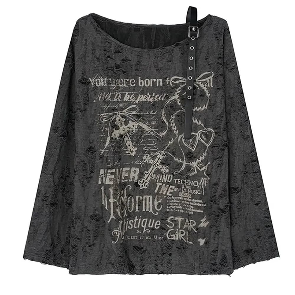 Star Girl Print One-Shoulder Top — view 2 Star Girl Print One-Shoulder Top — view 2