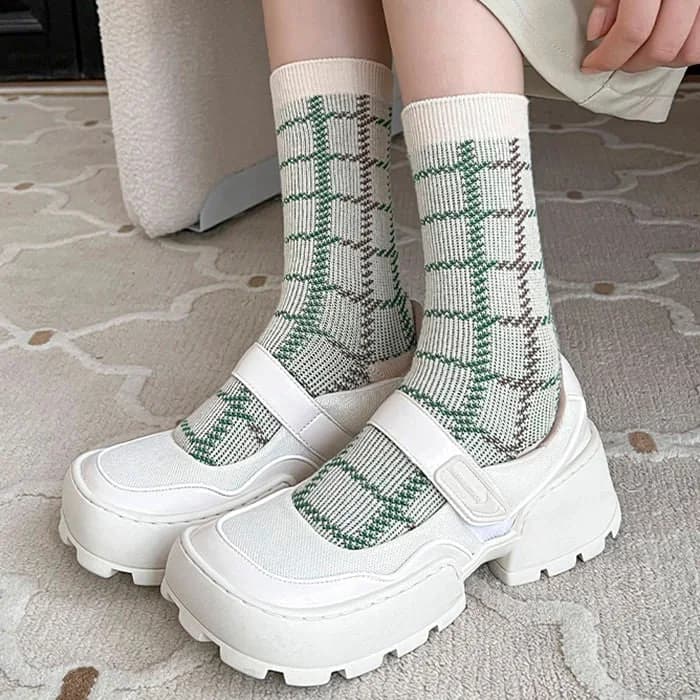 Plaid Crew Socks — view 1 Plaid Crew Socks — view 1