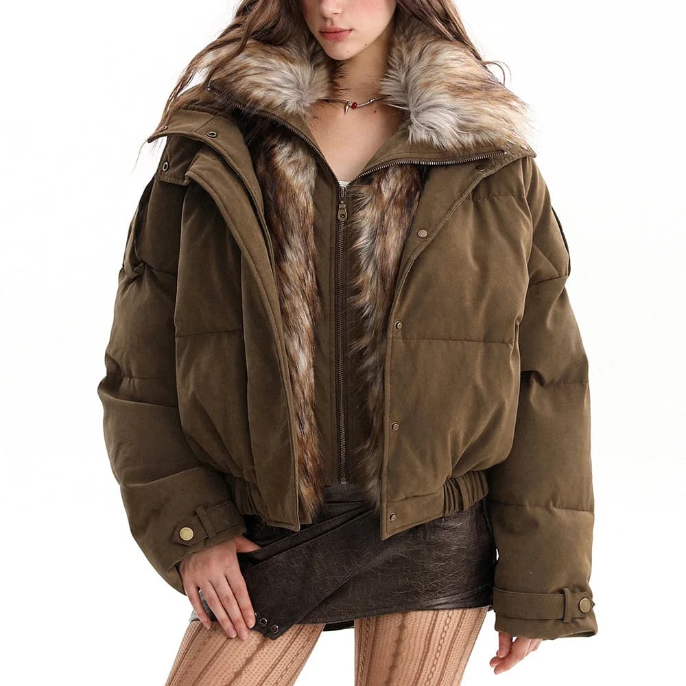 Cinnamon Swirl Fur Puffer Jacket — view 1 Cinnamon Swirl Fur Puffer Jacket — view 1