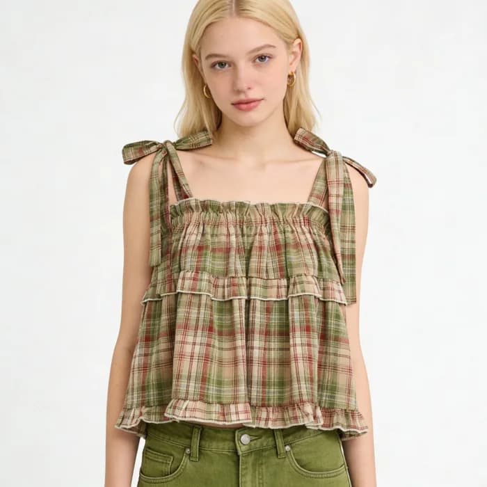 Vintage Garden Plaid Top — view 2 Vintage Garden Plaid Top — view 2