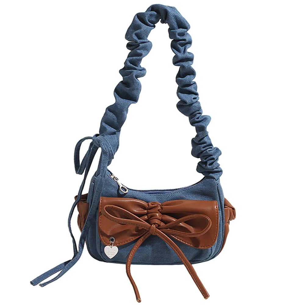 Pastel Bow Ruched Shoulder Bag — view 2 Pastel Bow Ruched Shoulder Bag — view 2