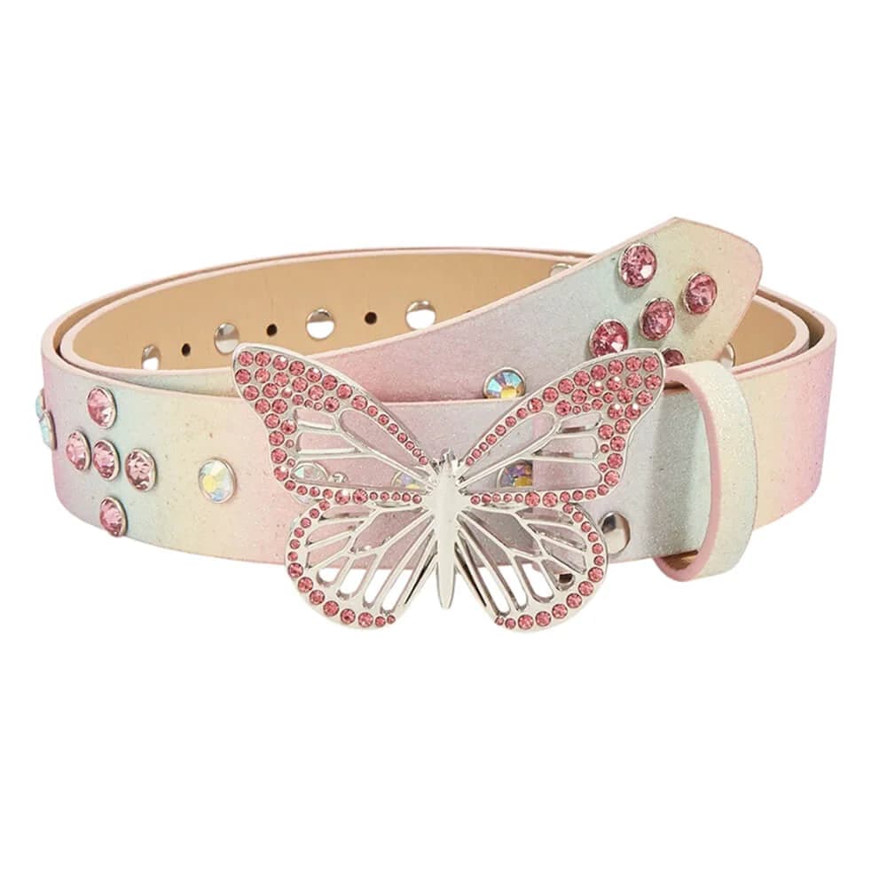 2000s Butterfly Rhinestone Buckle Belt — view 2 2000s Butterfly Rhinestone Buckle Belt — view 2