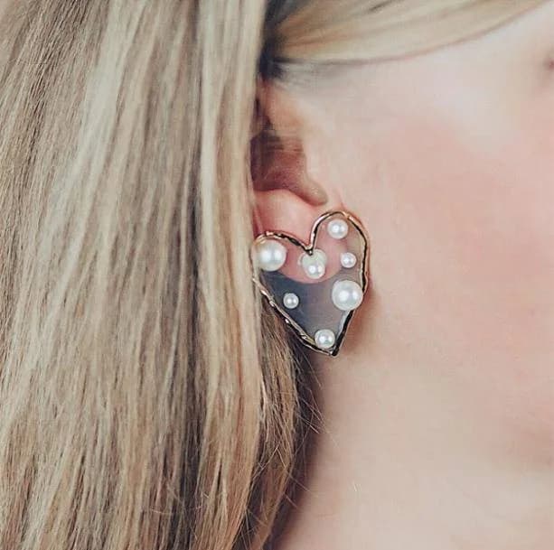 Transparent Heart Earrings — view 2 Transparent Heart Earrings — view 2
