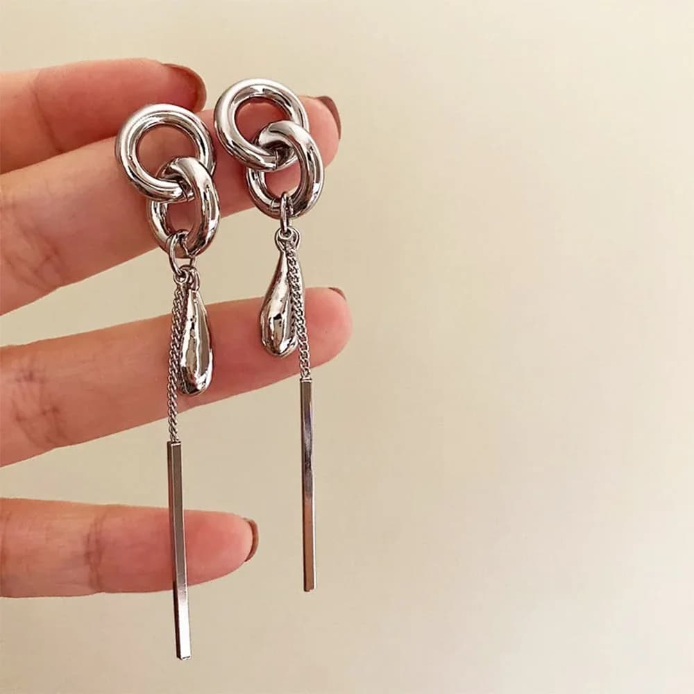 Melted Chain Drop Earrings — view 2 Melted Chain Drop Earrings — view 2