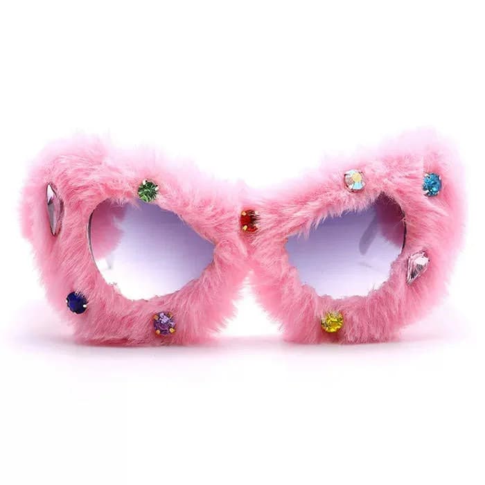 Y2K Fuzzy Rhinestone Glasses — view 2 Y2K Fuzzy Rhinestone Glasses — view 2