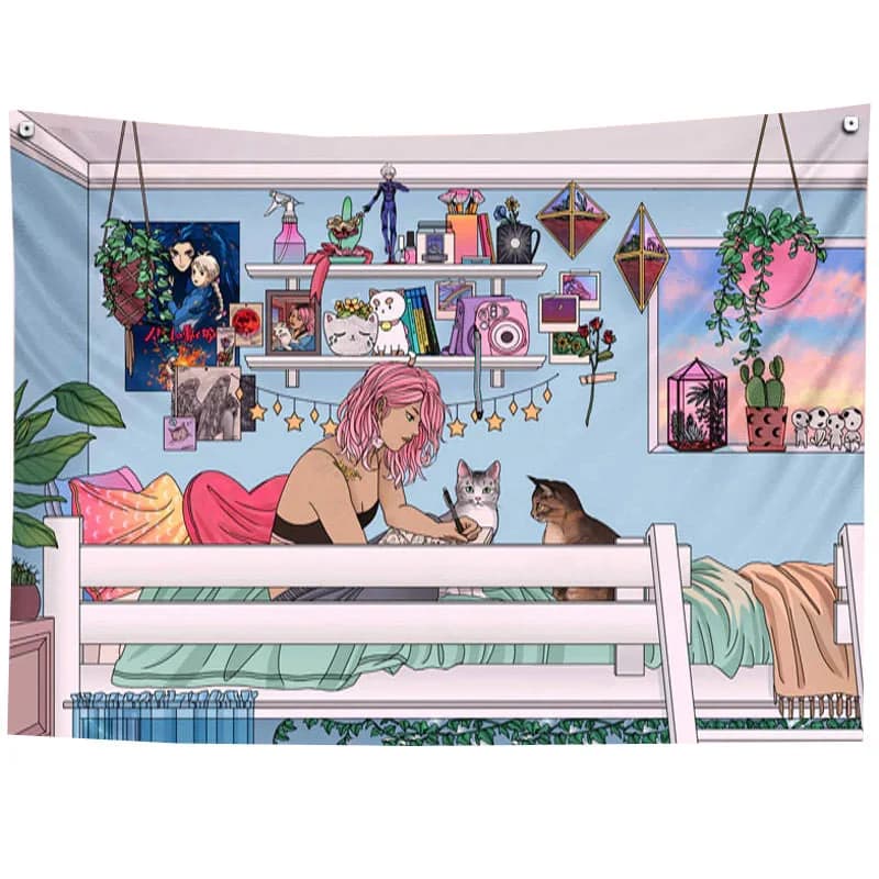 Anime Room Wall Tapestry — view 2 Anime Room Wall Tapestry — view 2