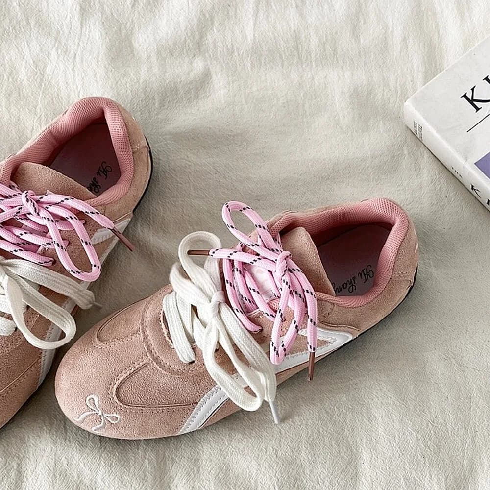 Pink Bow Embroidery Sneakers — view 3 Pink Bow Embroidery Sneakers — view 3