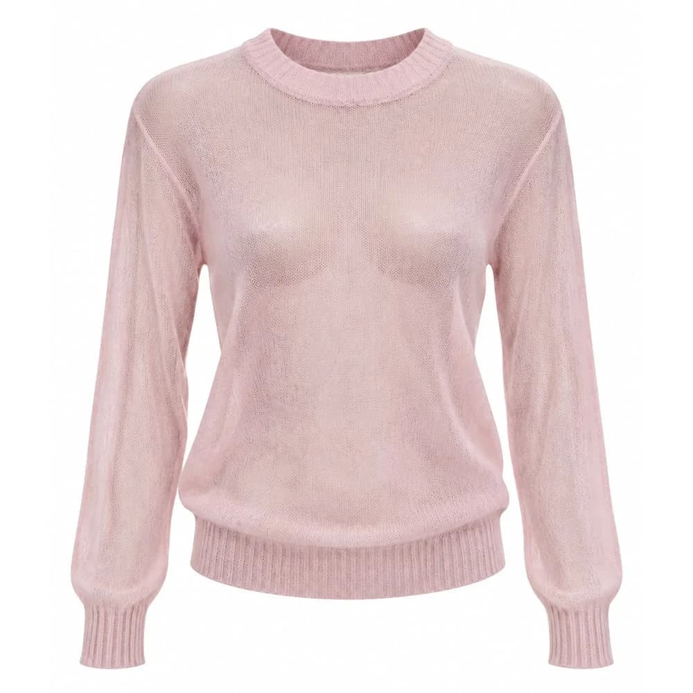 Soft Girl Aesthetic Sheer Knit Sweater — view 3 Soft Girl Aesthetic Sheer Knit Sweater — view 3