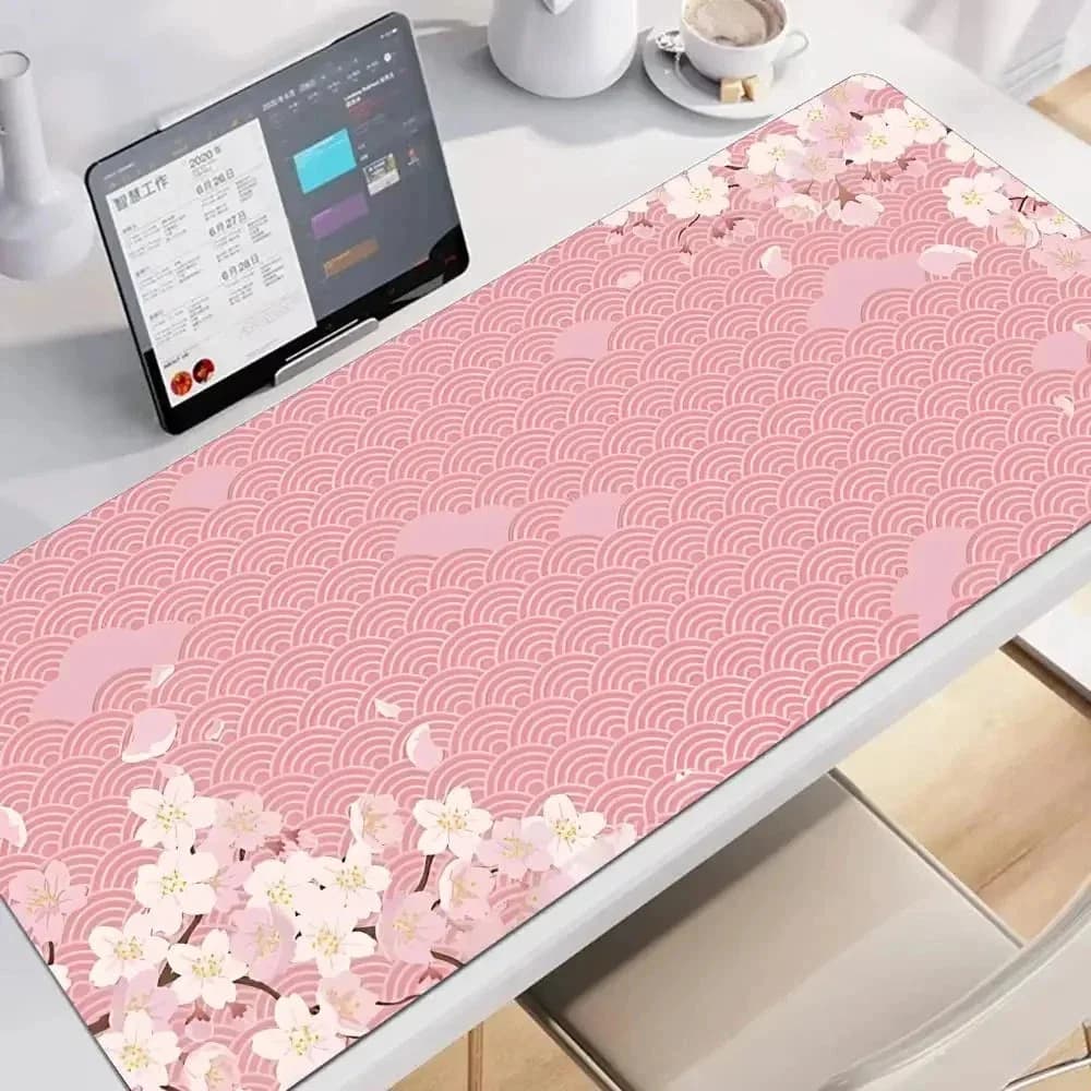 Pink Sakura Blossom Large Mouse Pad — view 2 Pink Sakura Blossom Large Mouse Pad — view 2