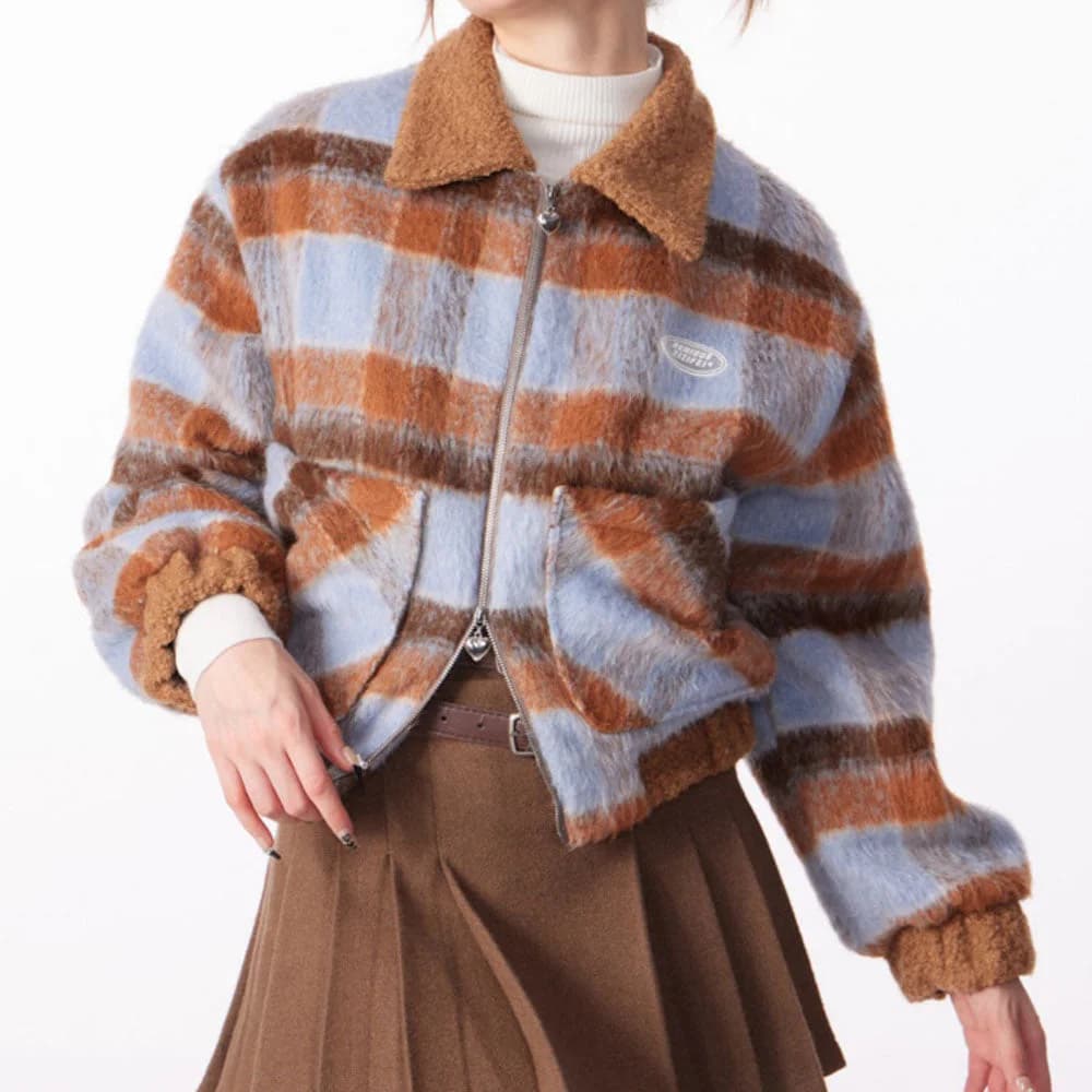 Preppy Style Warm Checkered Jacket — view 2 Preppy Style Warm Checkered Jacket — view 2