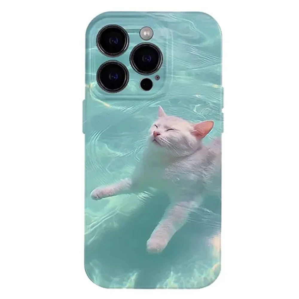 Swimming Cat iPhone Case — view 1 Swimming Cat iPhone Case — view 1