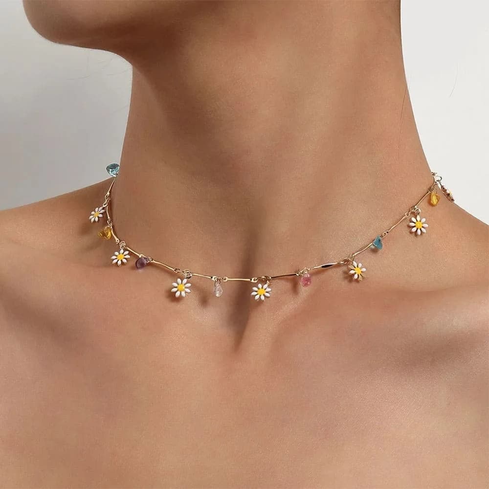 Cute Daisies Choker Necklace — view 2 Cute Daisies Choker Necklace — view 2