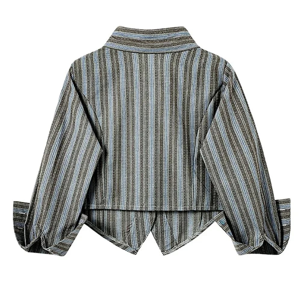 High School Crush Striped Cropped Shirt — view 2 High School Crush Striped Cropped Shirt — view 2