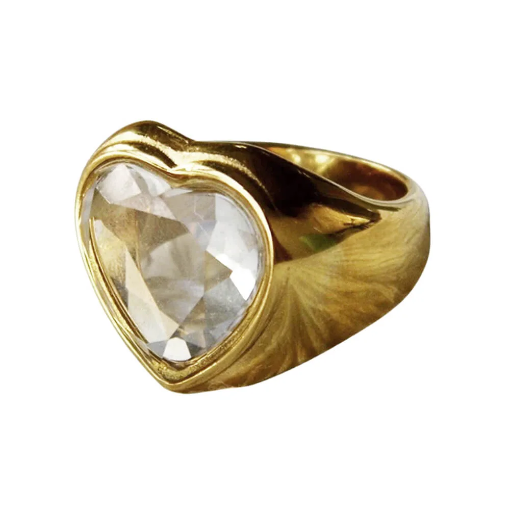 Y2K Diamond Heart Chunky Ring — view 2 Y2K Diamond Heart Chunky Ring — view 2