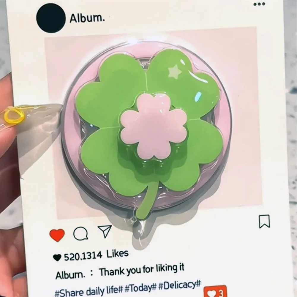 Green Clover Phone Grip Stand — view 2 Green Clover Phone Grip Stand — view 2