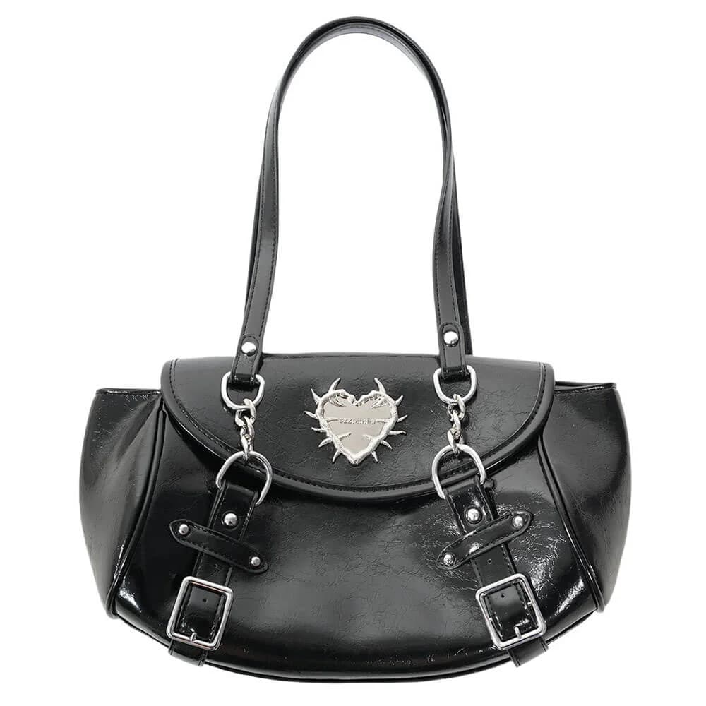 Come As You Are Spiked Heart Plaid Shoulder Bag — view 2 Come As You Are Spiked Heart Plaid Shoulder Bag — view 2