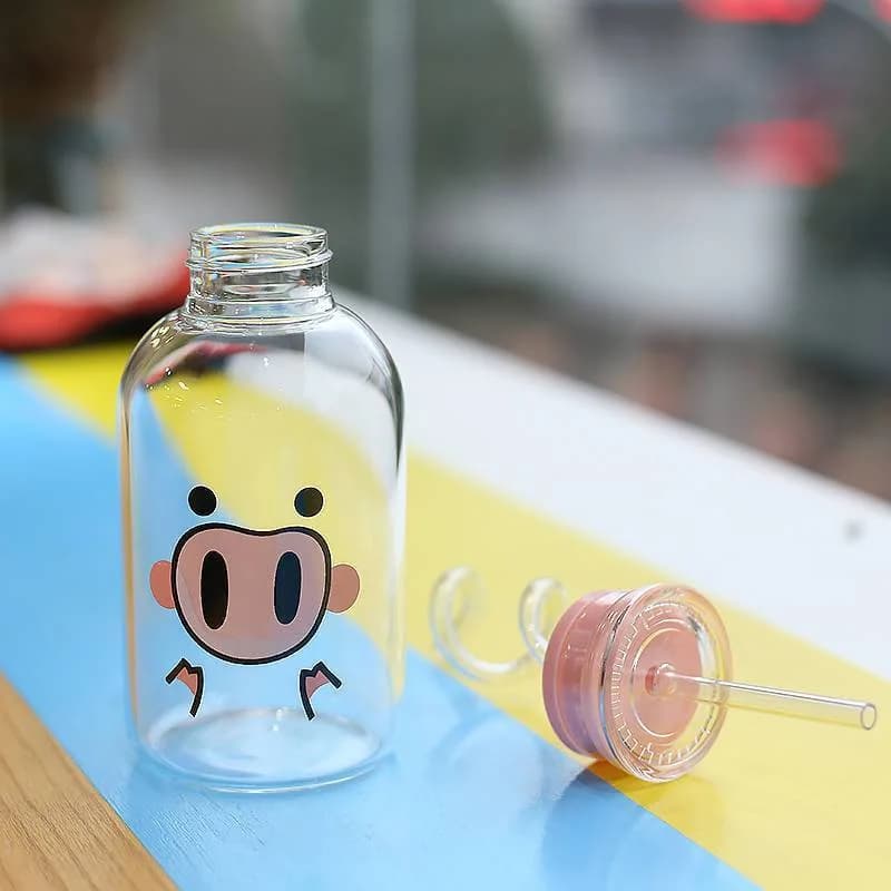 Kawaii Piggy Straw Water Bottle — view 2 Kawaii Piggy Straw Water Bottle — view 2